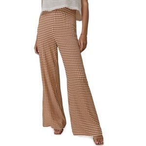 Reformation Sorrenti Wide Leg Pant in Chestnut Check